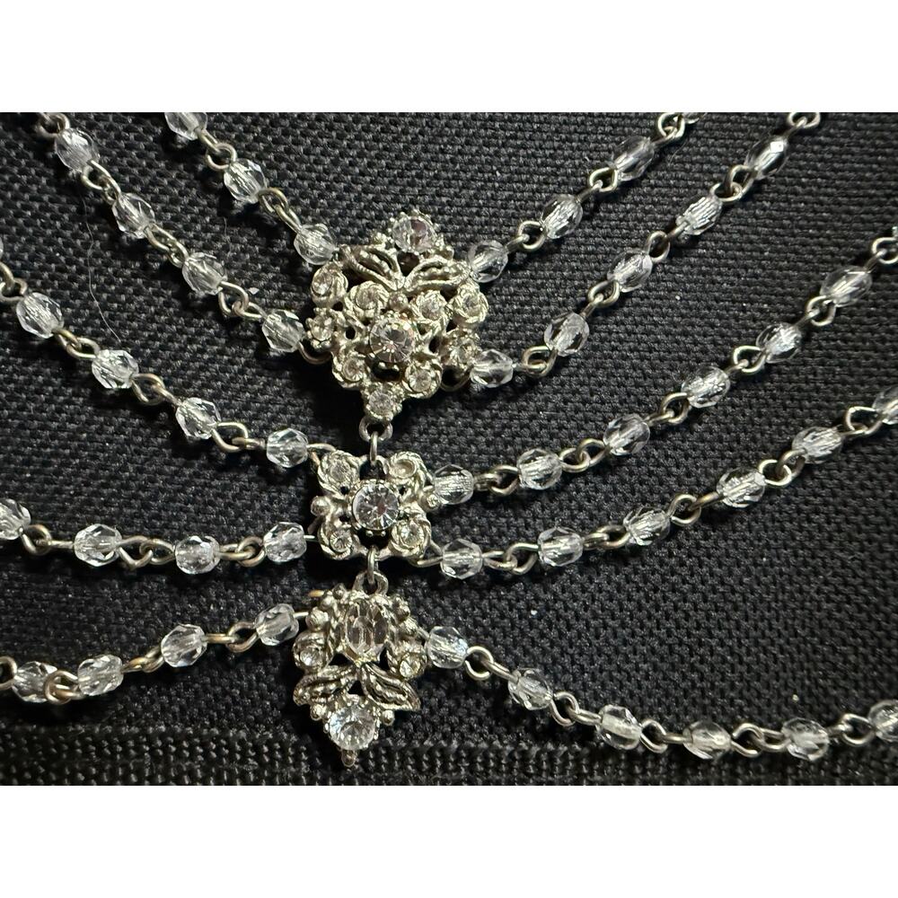 Handmade 5 Layer Vintage Crystal Statement Necklace OOAK - Picture 3 of 4